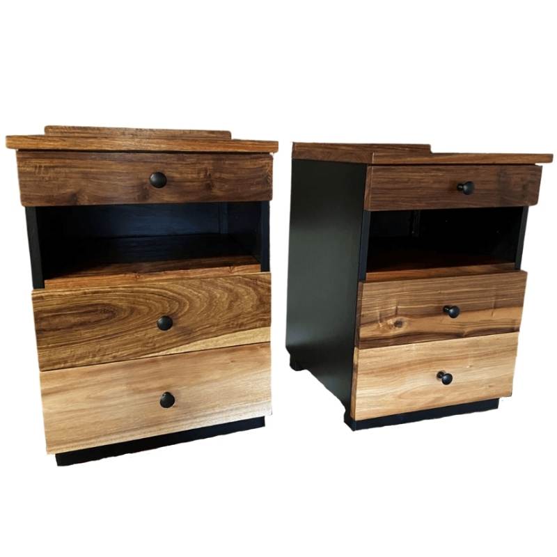 Famous Creations - Bedside Tables With Three Drawers And Shelf
